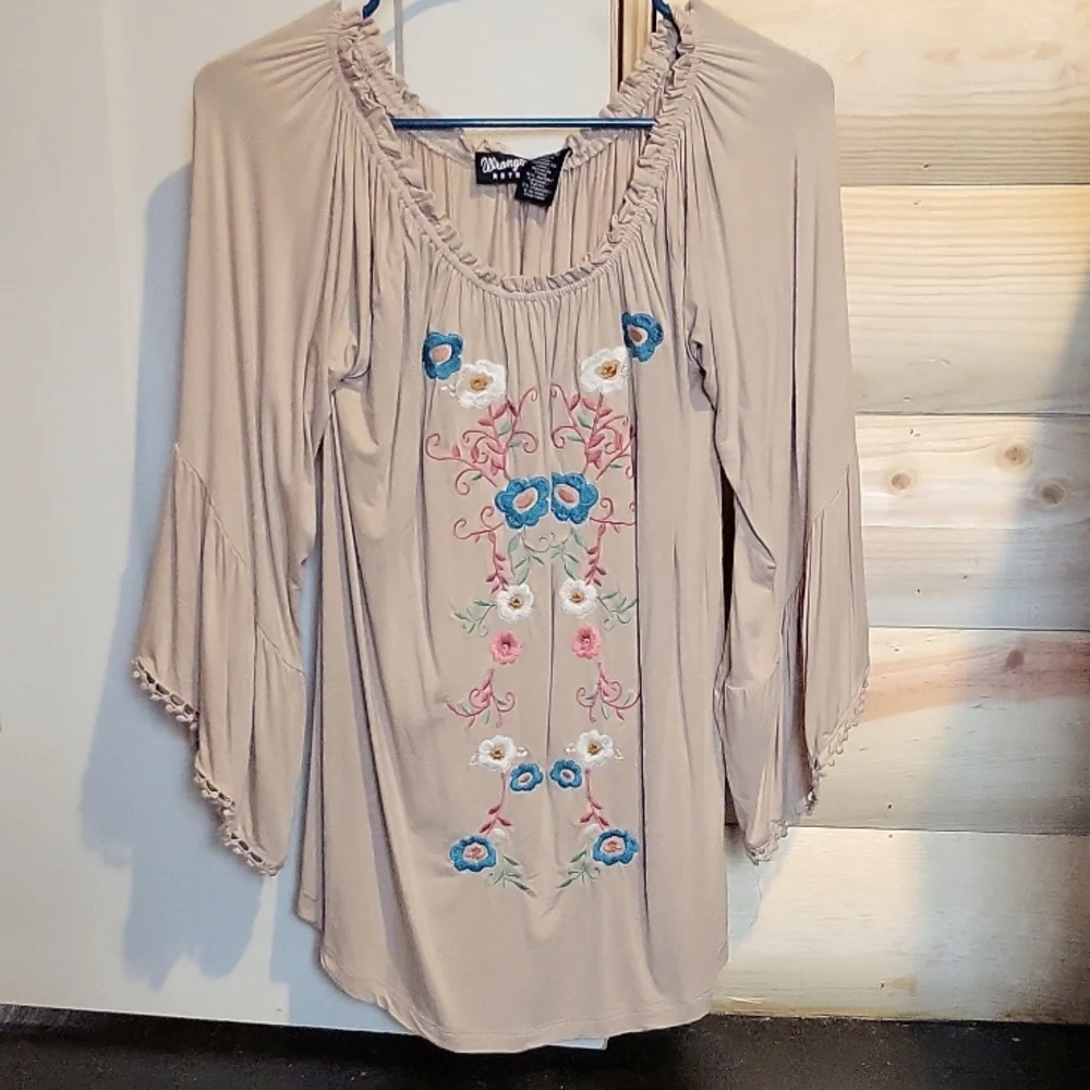 Beige Wrangler Embroidered Shirt - Picture 1 of 3